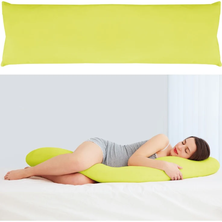 Seitenschläfer Kissenhülle Kissenfüllung Körperkissen, bequem und anschmiegsam in vielen verschiedenen Farben erhältlich (ca. 40x140cm + Kissenfüllung / grün - olivgrün) – Bild 2