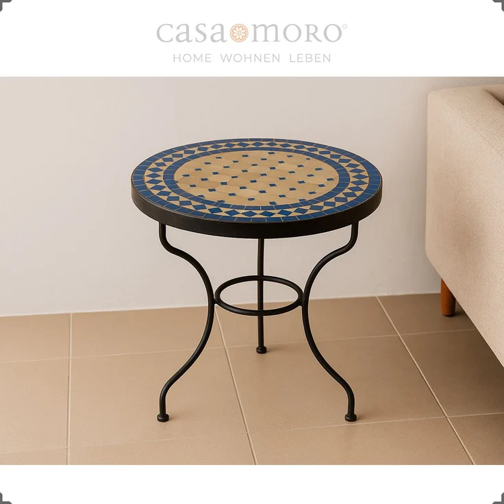 Mosaik-Beistelltisch Ø45 cm Blau-Raute – Bild 12