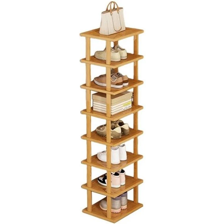 Rutaqian Schuhregal Vertikales Schuhregal,5/7/8 Stöckige Schuhregal aus Holz, Freistehende Schuhhalter Schmal und Hoch für Eingang,Flur – Bild 4