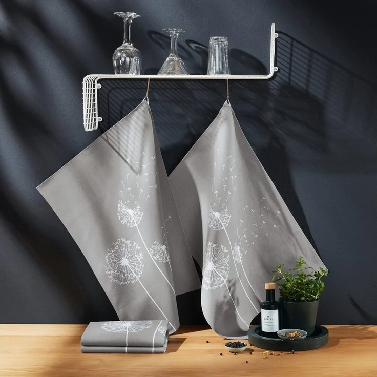 Erwin Müller Geschirrtuch Geschirrtuch 4er-Pack, Baumwolle Blumen – Bild 3