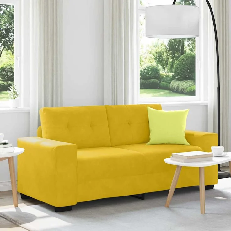 vidaXL Zweisitzer-Sofa Gelb 180x77x82 cm Samt 4105128 – Bild 1