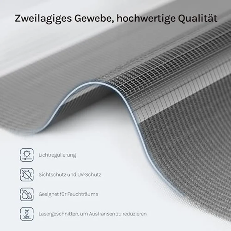 WOLTU Doppelrollo Klemmfix ohne Bohren Dunkelgrau 65x130 cm (BxH), Duo Rollo Zebrarollo Fensterrollo Klemmrollo Seitenzugrollo Easyfix lichtdurchlässig & verdunkelnd Rollos für Fenster und Tür – Bild 5