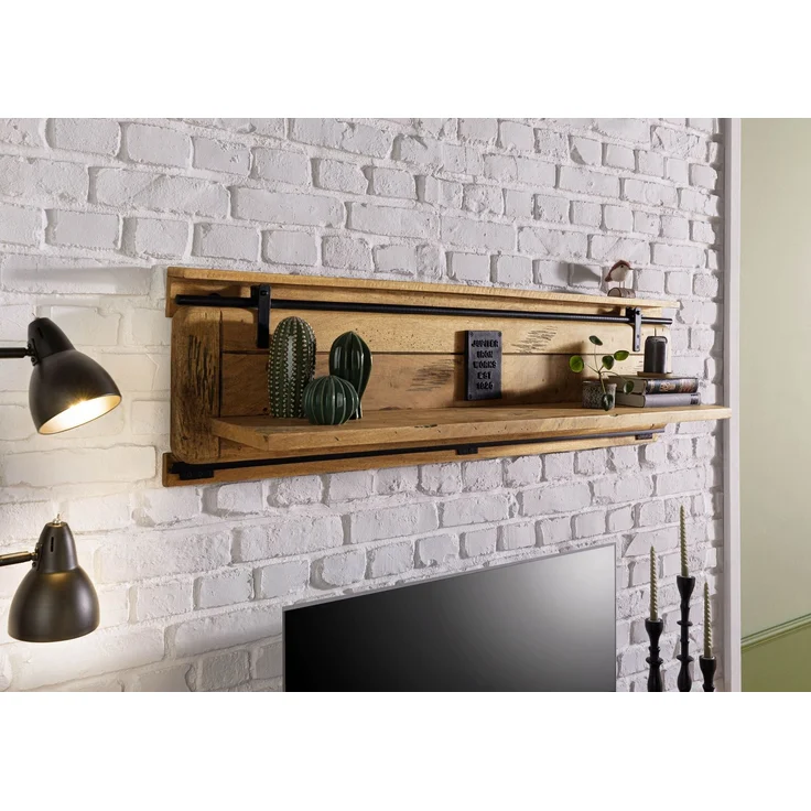 Wandregal Mango 140x25x38 natur lackiert RAILWAY #189 – Bild 6