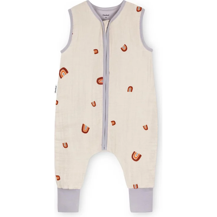 Ehrenkind® Baby Sommerschlafsack mit Füßen Musselin | aus weicher OEKO-TEX zertifizierter Bio-Baumwolle | Sommer Baby Schlafsack 1 TOG Gr. 80 Farbe Natur Regenbogen – Bild 1