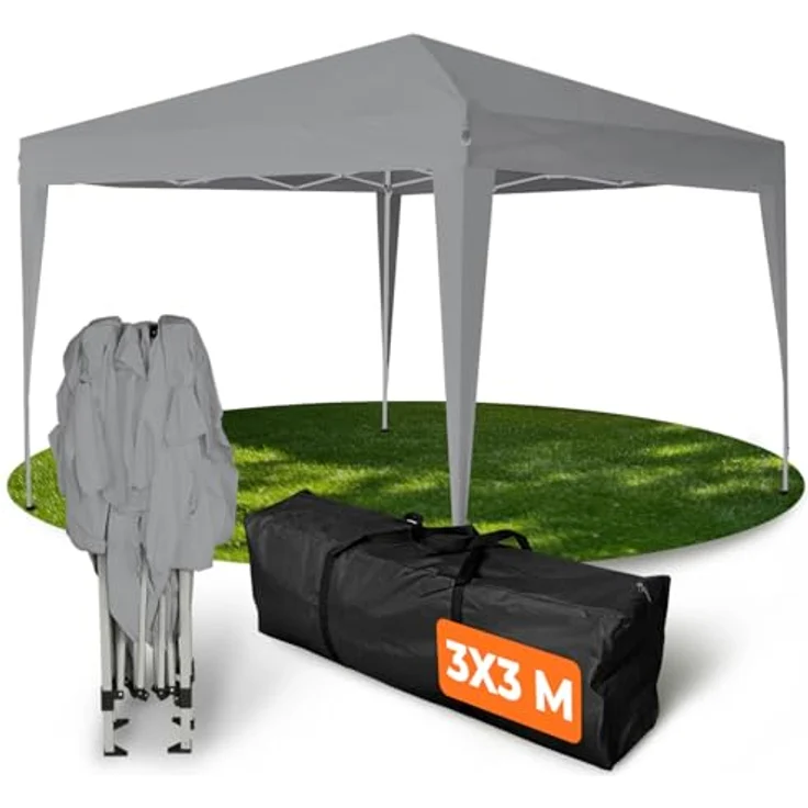 Kronenburg Faltpavillon wasserdicht Dachmaß 3x3 m UV Schutz 50+ Pavillon in Grau – Bild 2
