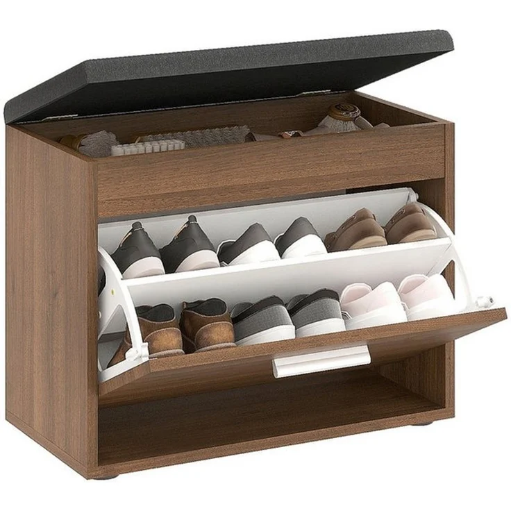 KOMTO Schuhregal Schuhbank mit Sitzfläche und Klappe – Bild 1