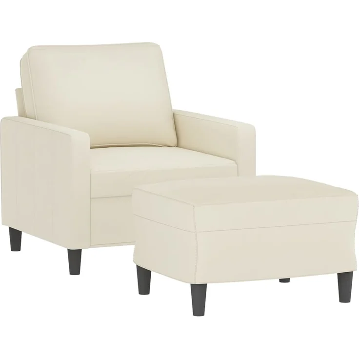 vidaXL Sessel mit Hocker Creme 60 cm Samt 3201053 – Bild 2
