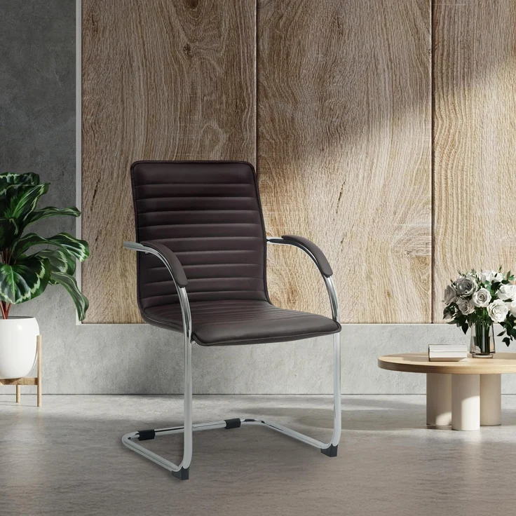CLP 2er Set Besucherstühle Tira Kunstleder,braun – Bild 2