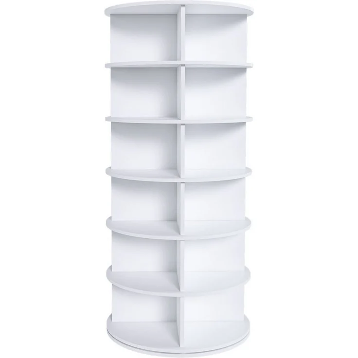 OKWISH Schuhschrank Regal 60 x 60 x 184 cm drehbar, 7 Ebenen für 28 Paar Schuhe, weiß (Packung, 1-St, mit 360° Drehfunktion, extra hoher Boden für Stiefel) Platzsparend & Große Kapazität – Bild 3