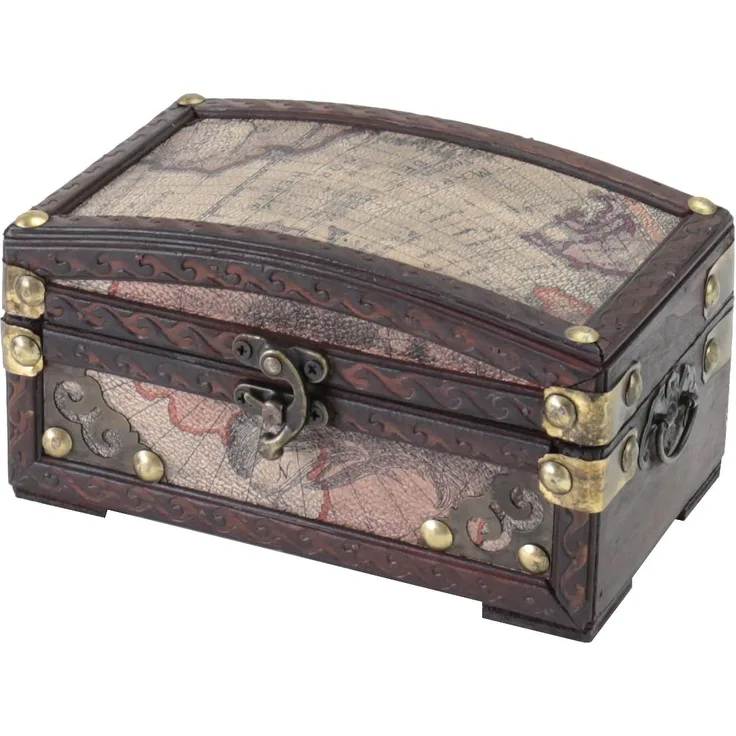 HMF Schatzkiste Handgefertigte Schmuckschatulle aus Holz, dekorative Holzkiste 17 x 10 x 9 cm Kolumbien