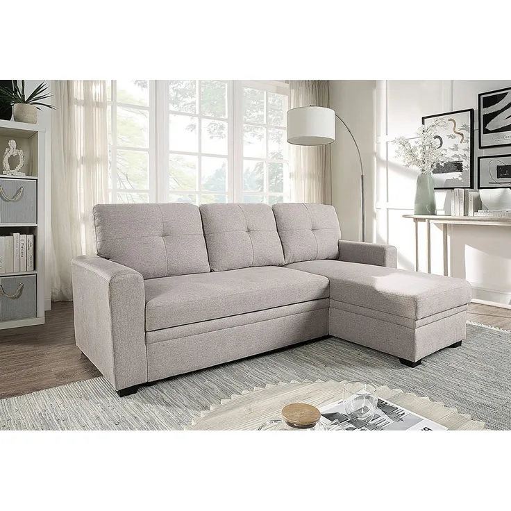 ATLANTIC home collection Ecksofa Gerrit L-Form, B: 216 cm, mit Bettfunktion & Bettkasten