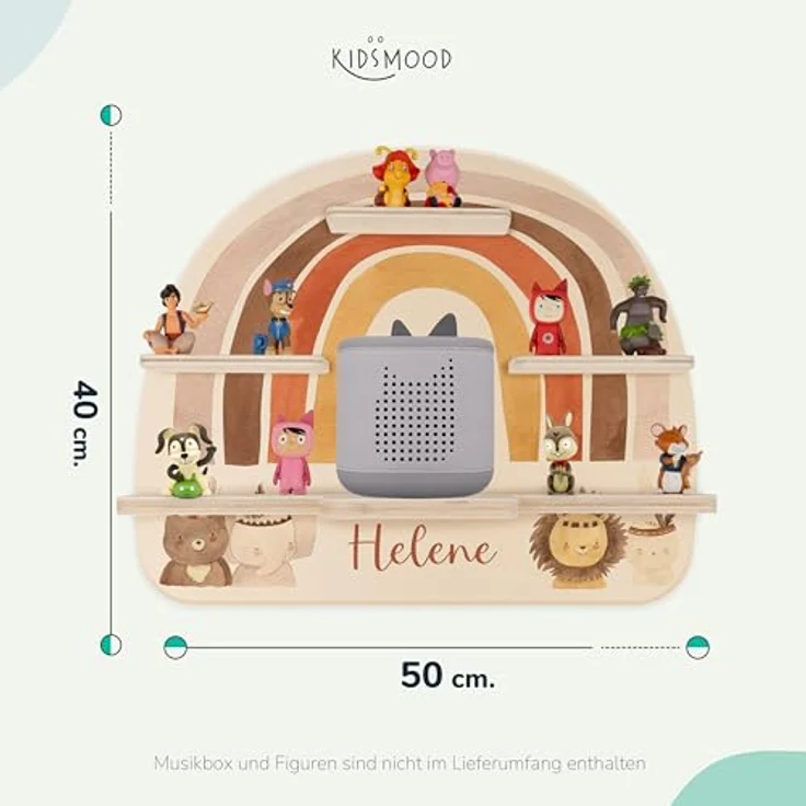 Kidsmood - Tonie Regal fürs Kinderzimmer– Liebevoll gestaltetes Wandregal mit abgerundeten Ecken & Kanten für Toniebox 2 mit Namen & Metallplättchen | Personalisierte Geschenke für Kinder – Bild 3