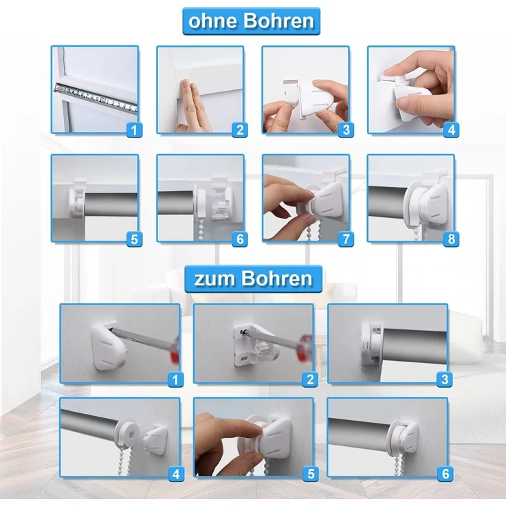Verdunkelungsrollo Rollos für Fenster und Tür ohne Bohren 110x140 cm(BxH) Creme Thermo Rollo Klemmfix Verdunklungsrollo Fensterrollo Lichtblick Sicht-und Sonnenschutz Wand-und Deckenmontag – Bild 8