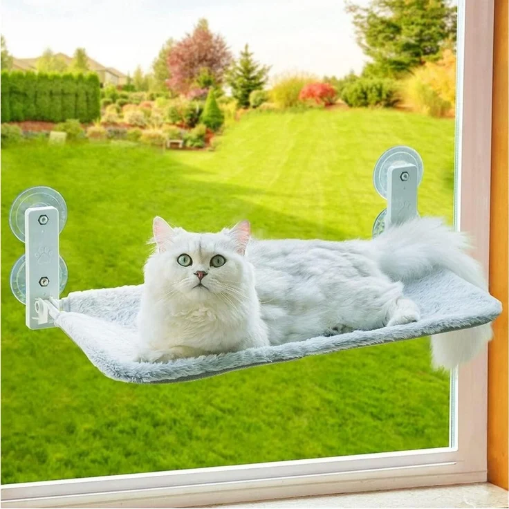 FELIXLEO Katzenliege Katzen Hängematte Fensterplatz 54x30 cm Klappbar mit Saugnäpfen – Bild 1
