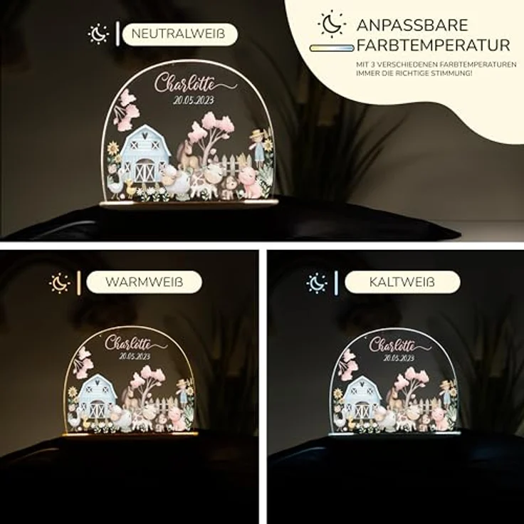 Kidsmood Nachtlampe mit Wunschnamen, Individuelle Nachttischlampe Kinder, Niedliches Nachtlicht für Babys, Personalisierte Geschenke für Babys, Geschenk zur Geburt – Bild 3
