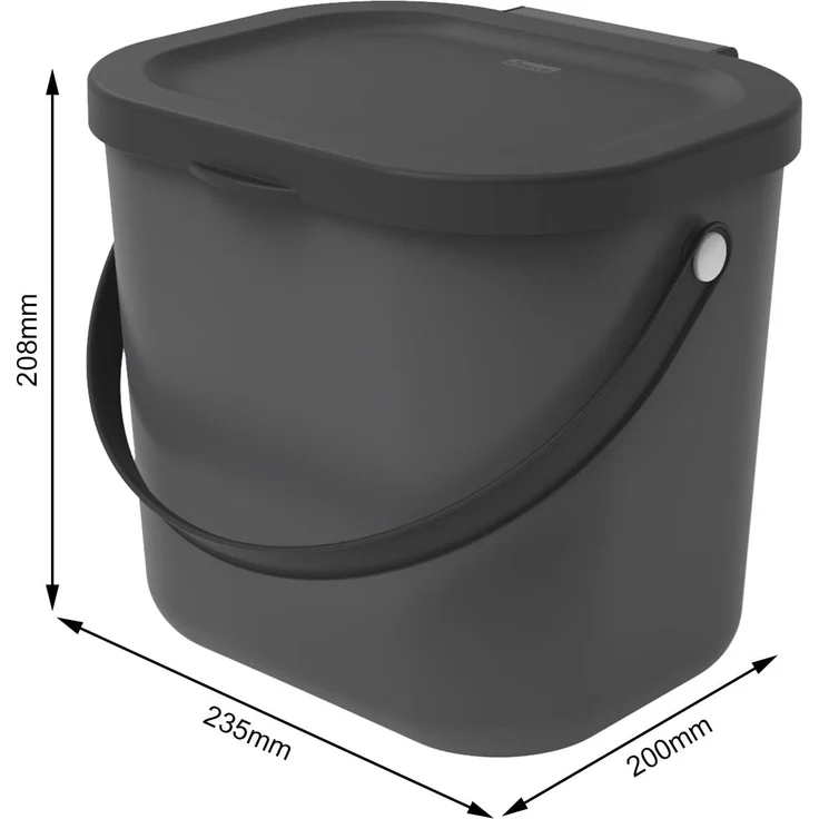 Rotho 'Albula' Biomülleimer mit Deckel, Kunststoff (BPA-frei), 6 Liter, Grau – Bild 5