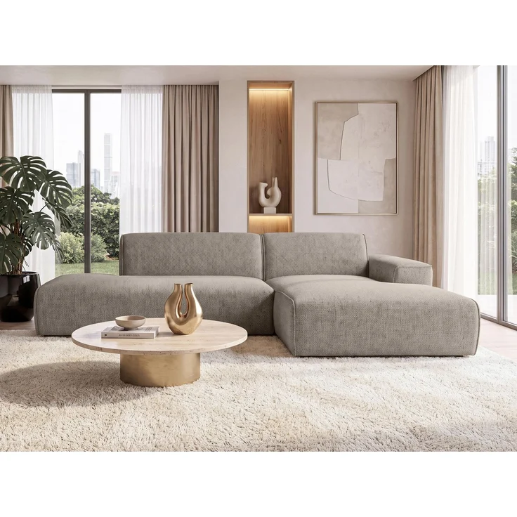 AX LIVING Ecksofa Braun Didim Duo 284 cm Chenille Sofa freistehend R – Bild 3
