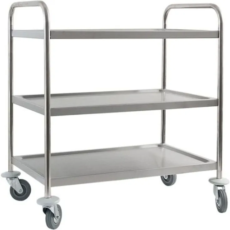 Servierwagen Aus Edelstahl, Mit Drei Borden, 860 X 540 X 920 Mm (Bxtxh)