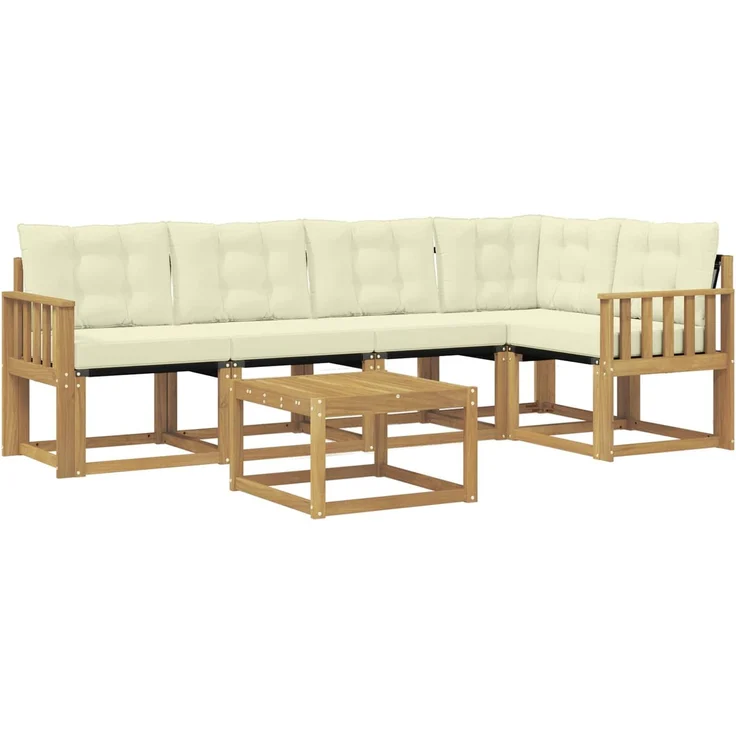vidaXL Outdoor-Sofagarnitur 6 stk. 5-Sitzer Weiß und Creme 3389496 – Bild 2