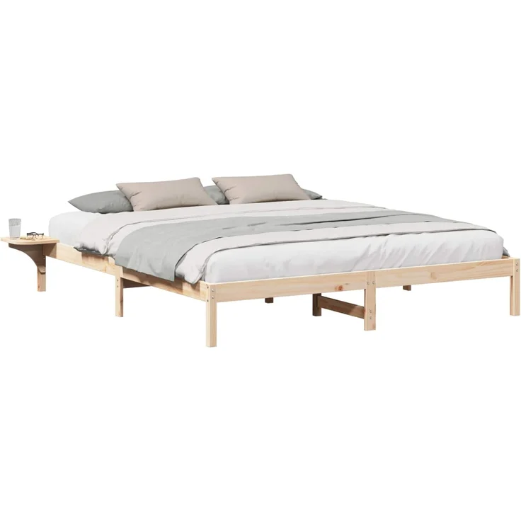 vidaXL Bettrahmen Natur 200 x 200 cm Massives Kiefernholz 873175 – Bild 2