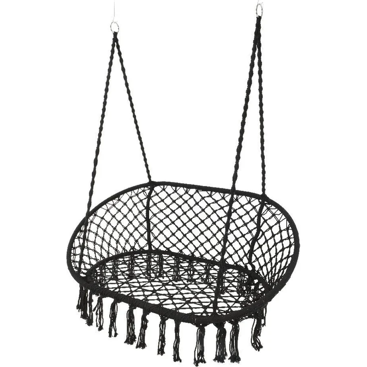 Hängesessel Boho schwarz mit Fransen – Bild 4