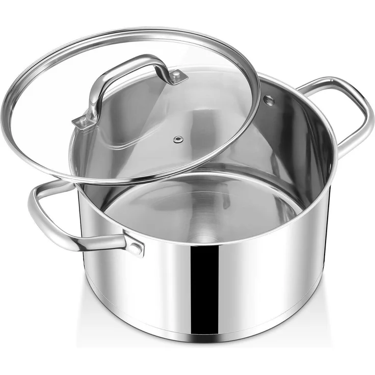 Joyfair Edelstahl Kochtopf 22cm 4,7 L mit Glasdeckel für alle Herdarten – Bild 1