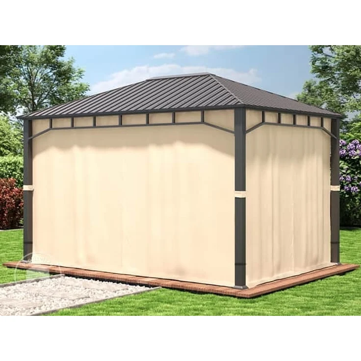 Gartenpavillon 3x4 m Stahldach Hardtop 4 Seitenteile in Champagner, Pfosten 9x9 cm – Bild 4