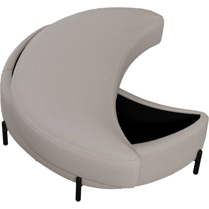 Chenille-bezogener Halbmond- Ablagehocker mit Tablett, dient als Beistelltisch, gepolsterter Sitz, Ankleide- & Schuhhocker sowie Fußstütze für Wohnzimmer, Eingang & Flur, Beige--Beige--86x47.5x43cm--YOUDENOVA – Bild 6