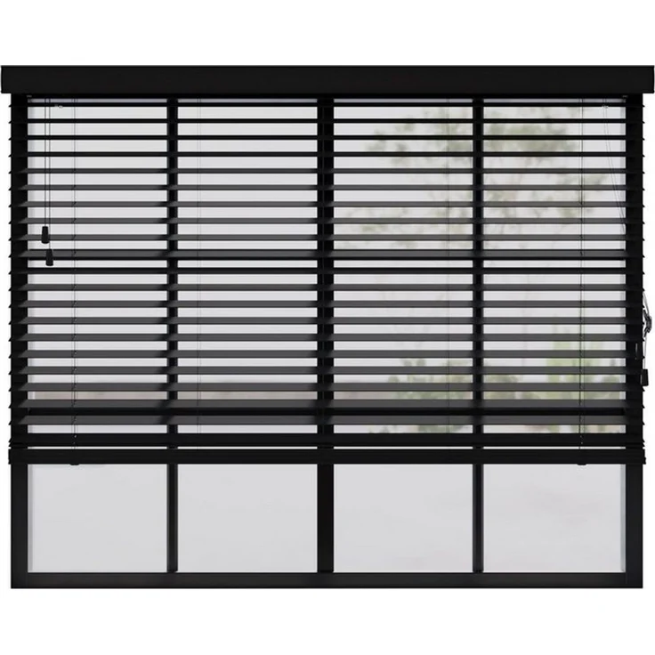 Cocoon Home Jalousie Holzjalousie 50mm Lammelen, Holz Jalousie in Breiten von 50 bis 240 cm, Halterung, Bohren, Echtholz, Bohrmontage, Innenjalousie 60 x 130 - Schwarz – Bild 1