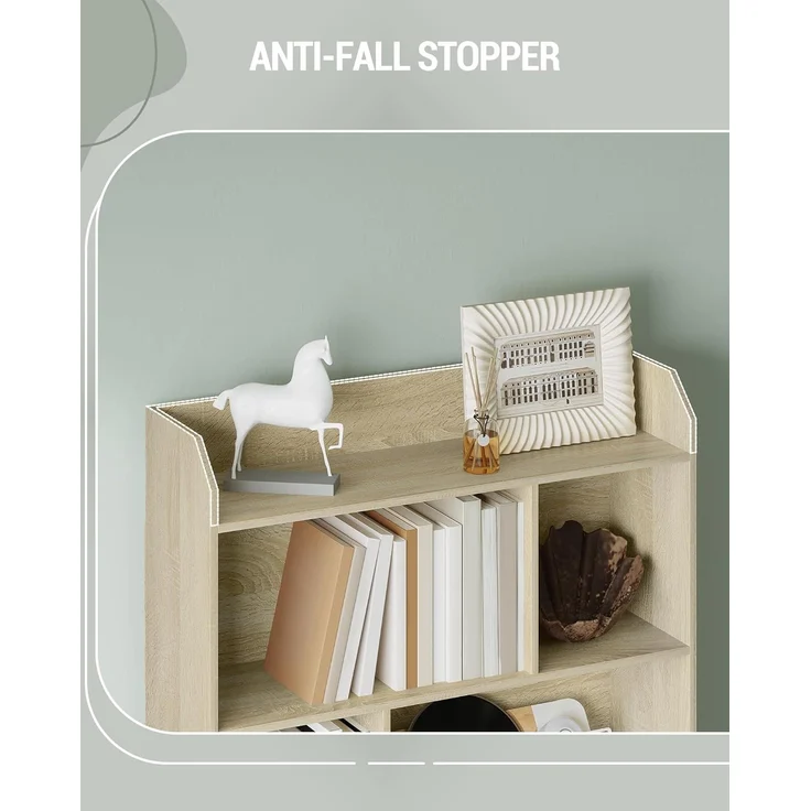 Bücherregal, Bücherschrank, mit 6 Fächern, Aufbewahrungsregal, Standregal, für Wohnzimmer, Büro, Schlafzimmer, 24 x 80 x 170 cm, Eichenbeige – Bild 6