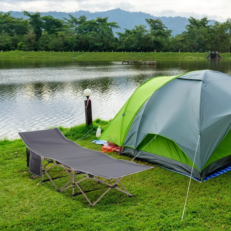 Feldbett, Campingbett, klappbar, wetterbeständig, Tinte. Tragetasche, 190 x 68 x 52 cm, Grau--Grau--52x68x190cm--YOUDENOVA – Bild 3