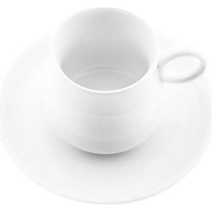 Mulex 12 Teiliges Set Mokkatassen mit Untertasse aus Porzellan Mokkaservice 100 ml Weiß