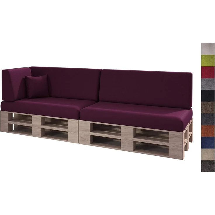 sunnypillow Palettenkissen mit abnehmbarem Bezug Kaltschaum Palettenauflage Palettenpolster Palettensofa Sitzkissen Rückenlehne Indoor Outdoor 6er Set 120x80 Violett – Bild 1