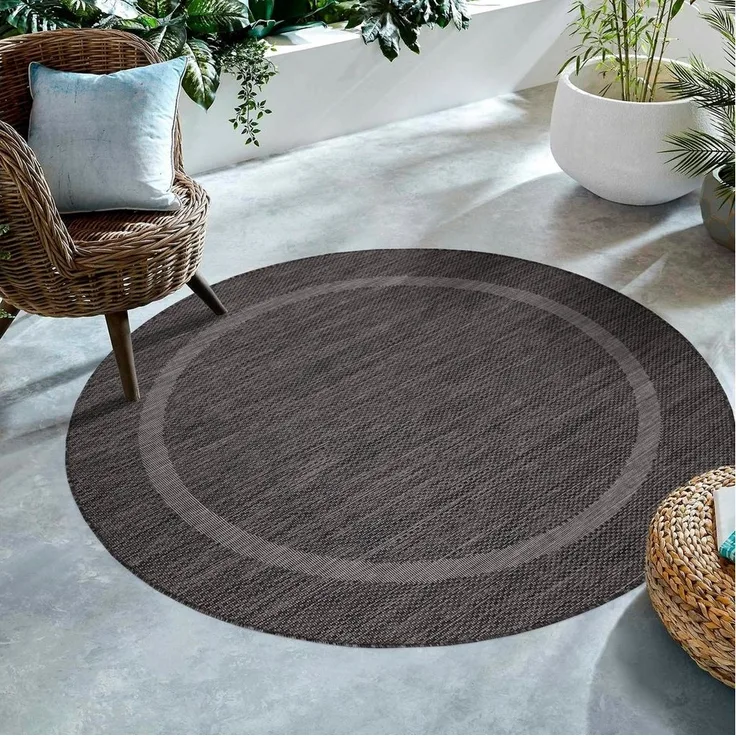 SIMPEX24 Outdoorteppich Unicolor - Einfarbig, Rund, Höhe: 5 mm, Rund Outdoor Teppich Wetterfest Balkon Küchenteppich Flachgewebe