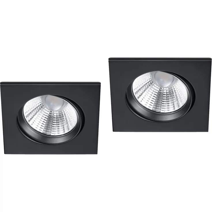 LED Einbaustrahler 2 Stück eckig schwenkbar dimmbar Schwarz 5,5W Deckenlampen