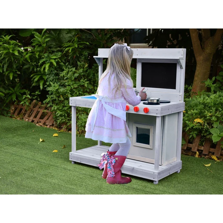 Coemo Spielküche Noah Outdoor Holz Spülbecken Kreidetafel Matschküche Garten Terrasse – Bild 5