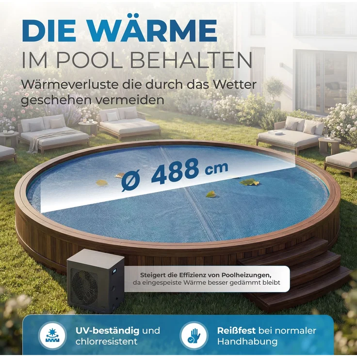 Miganeo Pool Solarfolie Ø 488 cm rund | schwarz/blau – Bild 2