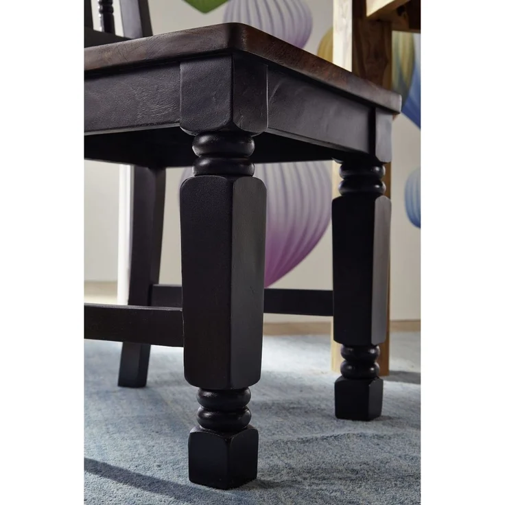 Stuhl Sheesham 45x45x98 schwarz/braun lackiert NEW BOSTON #120 – Bild 4