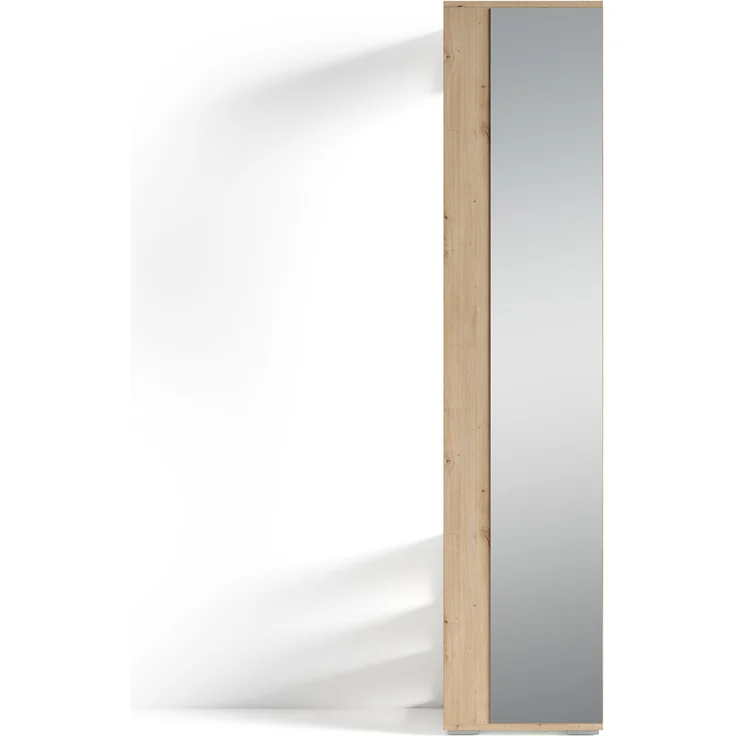 byLIVING Flurgarderobe BEN / Garderobe Artisan Eiche-Optik hellbraun mit Spiegel / Spiegelschrank für den Flur mit Kleiderstange und Ablage / B 40, H 184, T 35 cm – Bild 2