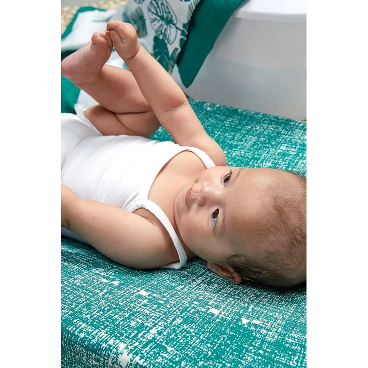 Meyco Baby Fine Lines Wickelauflagenbezug (weich und hautfreundlich, aus 100% Baumwolle, waschbar, einfache Pflege, trocknergeeignet, Größe: 50x70 cm), Smaragdgrün – Bild 6