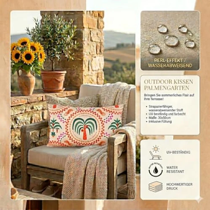 JACK Dekokissen Outdoor Lounge Kissen 30x50cm Motiv inkl. Füllung, mit Lotus-Effekt, Robust, strapazierfähig, für Innen & Außen geeignet – Bild 3
