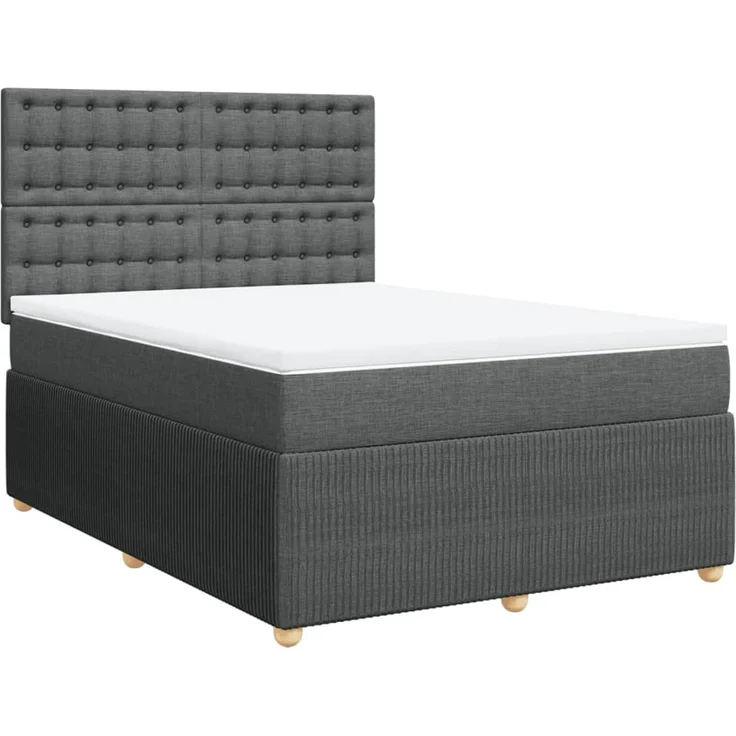 vidaXL Boxspringbett mit Matratze Dunkelgrau 140x190 cm Stoff 3294366 – Bild 3