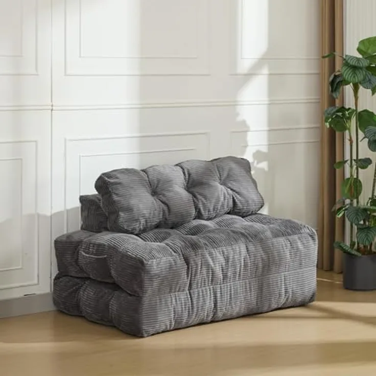 GarveeHome 3-in-1 Klappbares Schlafsofa mit Kissen – Faltbare Matratze & Rückenstütze – Komfortabler, tragbarer Doppelsitzer für Wohnzimmer & Studentenwohnheim – Platzsparendes Bodensofa – Maße: