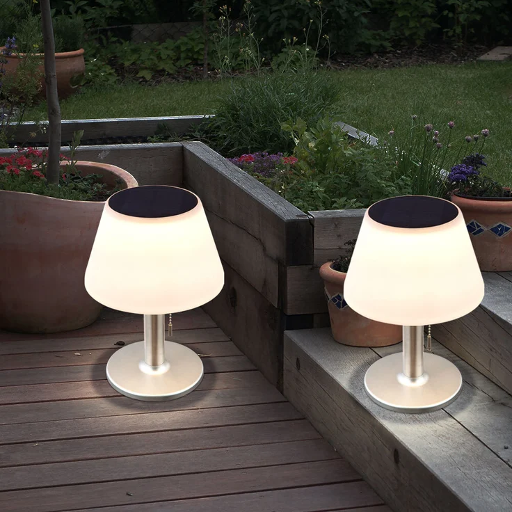 2er Set LED Solar Tischleuchte, Kunststoff, weiß, Höhe 28 cm – Bild 4