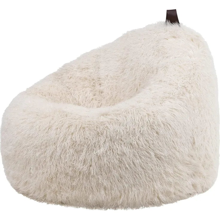 icon Sitzsack-Sessel Flauschig aus Kunstfell „Kokon“, Beige, Sitzsack Erwachsene mit Füllung, Indoor Sitzsack Kuschelig Groß mit Lehne