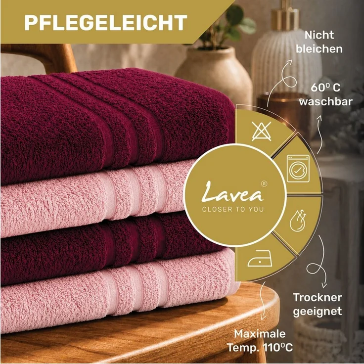 Lavea Handtücher 8er Handtuch Set 50x100 cm, Sporthandtuch, Badetuch, (Frottierserie Elena), Saugstarke & weiche Gästetücher, Handtuch Set – Bild 2