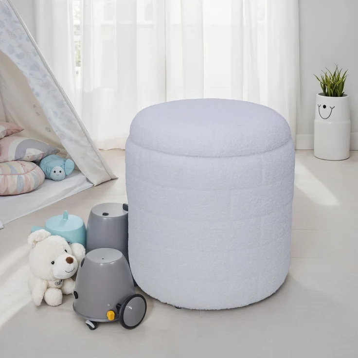 Sitzhocker mit Stauraum 40x40x45 cm Stoff Weiß abnehmbarer Deckel gepolstert Wohnzimmer – Bild 2