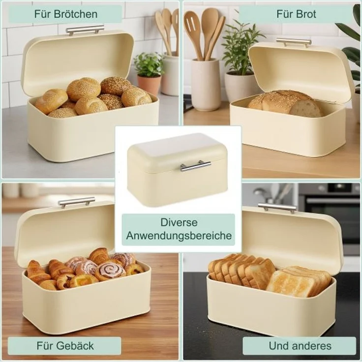 Relaxdays Brotkasten mit Deckel und Brotbeutel – Bild 6