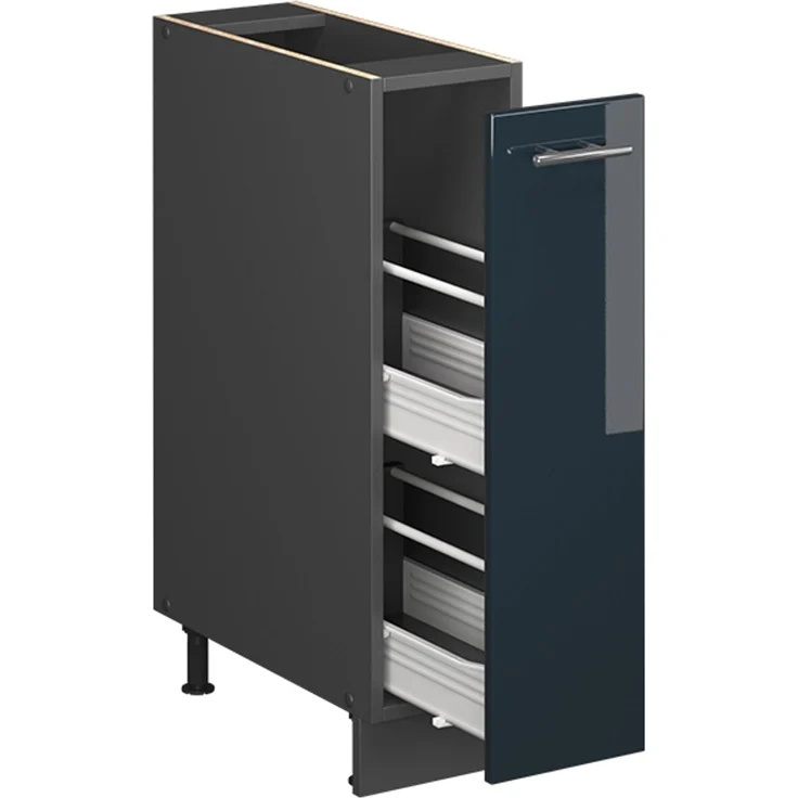 Apothekerschrank Fame-Line Dunkelblau Hochglanz/Anthrazit 20 cm ohne Arbeitsplatte Vicco – Bild 6