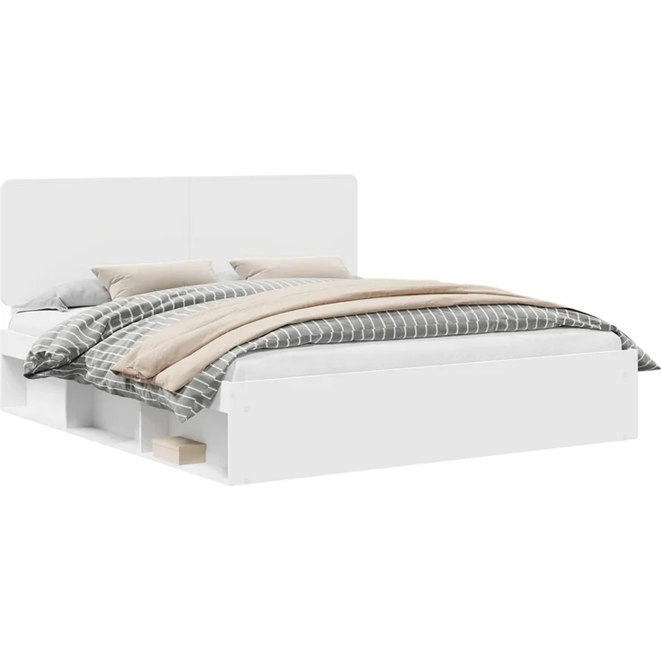 vidaXL Bettrahmen mit Kopfteil Weiß 180 x 200 cm Massives Kiefernholz 3412452 – Bild 1